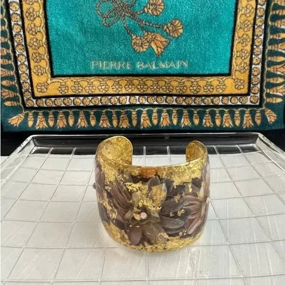 ÉVOCATEUR Artisan Luxury 22k Gold Leaf Cuff NWOT - Picture 1 of 7